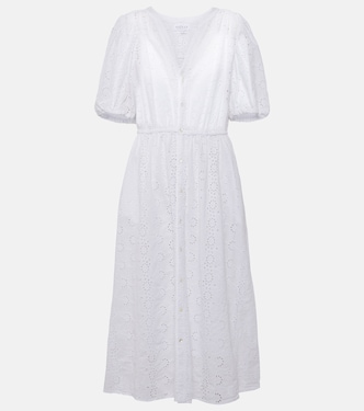Broderie anglaise cotton midi dress | Velvet