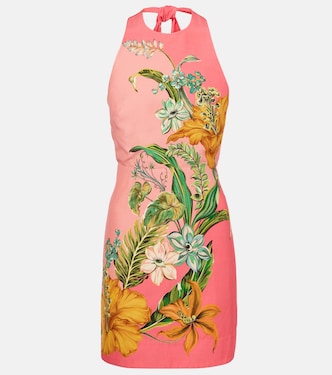 فستان قصير من الكتان بطبعات الورود Anika | Alémais