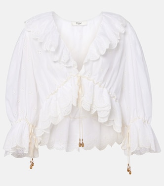 Blouse brodée en coton | Chloé