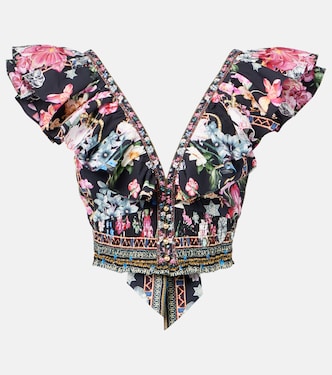 Crystal-embellished cotton crop top | Camilla