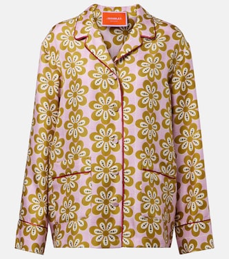 Floral silk twill pajama shirt | La DoubleJ