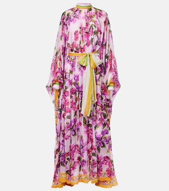Caftán de seda floral con cinturón | Dolce&Gabbana