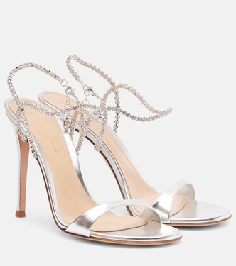 Sandalen 105 aus Metallic-Leder mit Kristallen | Gianvito Rossi