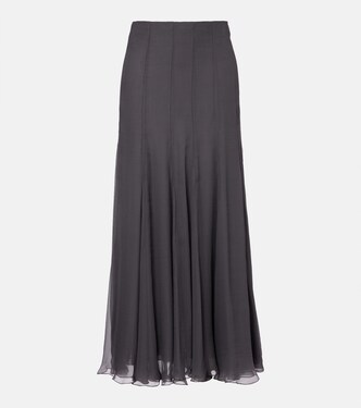Paneled high-rise silk muslin maxi skirt | Chloé