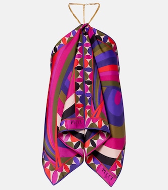 Iride embellished silk twill top | Pucci