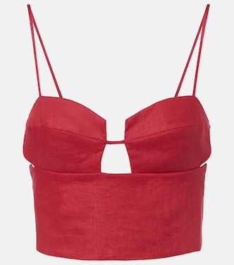 Imperia cutout linen crop top | Cala de la Cruz