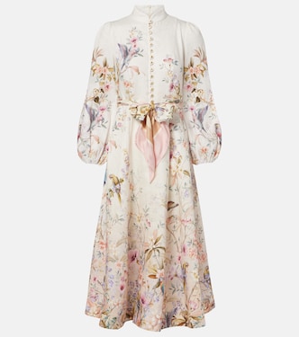 Vestido midi Rebellion de lino estampado | Zimmermann