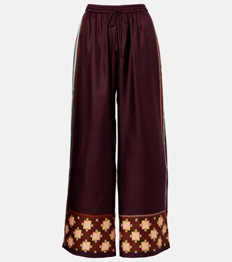 Wilson silk twill wide-leg pants | Alémais