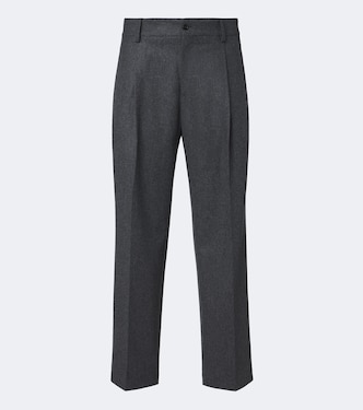 Virgin wool flannel wide-leg pants | Dolce&Gabbana