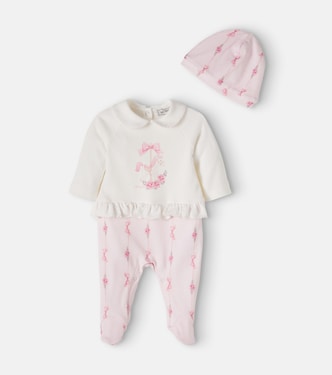 Baby cotton jersey onesie and beanie set | Monnalisa
