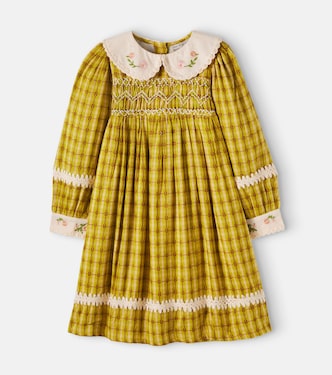 Saphira checked smocked cotton dress | Bebe Organic
