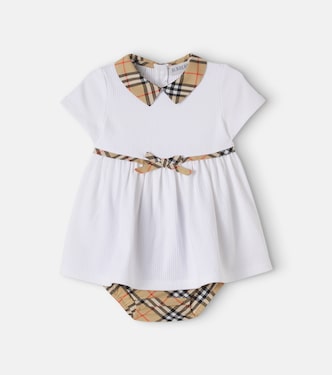 Baby Burberry Check cotton-blend dress and bloomers set | Burberry Kids