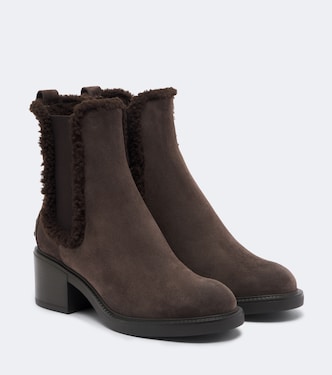 Shearling-lined suede ankle boots | Tod's