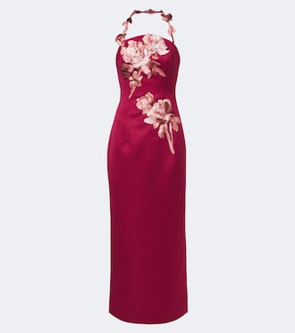 Robe longue Ava à appliqués floraux | Leo Lin
