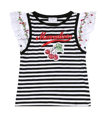 Striped stretch-cotton T-shirt | Monnalisa