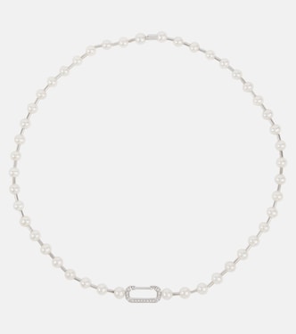 Halskette Vita aus 18kt Weißgold mit Diamanten und Perlen | Eéra
