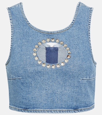 Verziertes Cropped-Top aus Denim | 7 For All Mankind