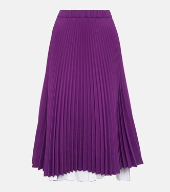 Pleated jersey midi skirt | Plan C