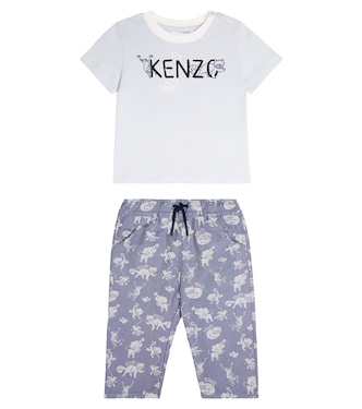 Baby logo cotton T-shirt and pants set | Kenzo Kids