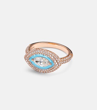 Marquise Eye 18kt rose gold pinky ring with diamonds | Kamyen