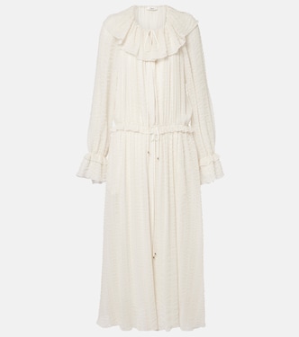 Ruffled silk-blend crêpe maxi dress | Chloé
