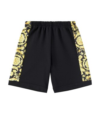 Barocco twill-trimmed jersey shorts | Versace Kids