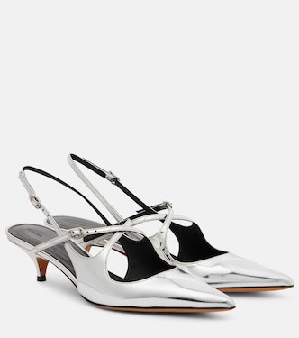 Slash 40 mirrored leather slingback pumps | Proenza Schouler