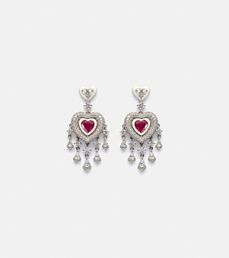 Orecchini Heart in oro bianco 18kt con diamanti | Kamyen