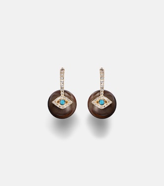 Boucles d'oreilles Evil Eye en or 14 ct, diamants et turquoise | Sydney Evan