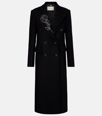 Embellished double-breasted wool-blend coat | Blumarine
