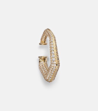 Carved 18kt gold ear cuff with diamonds | Ananya