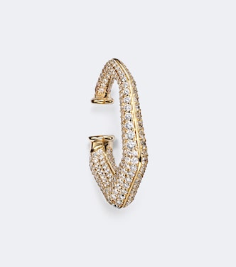 Carved 18kt gold ear cuff with diamonds | Ananya