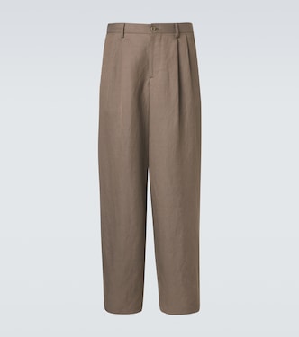Linen-blend straight pants | Giorgio Armani