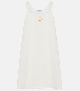 Embroidered linen minidress | Prada