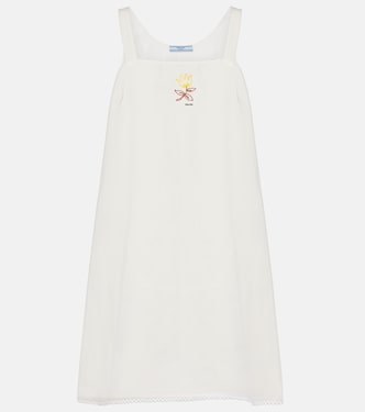 Embroidered linen minidress | Prada