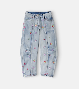 Embroidered barrel-leg jeans | Monnalisa