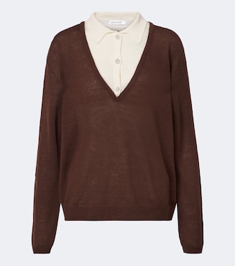 Eirae paneled linen-blend sweater | Aya Muse