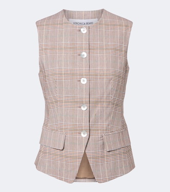 Lois plaid cotton and linen-blend vest | Veronica Beard