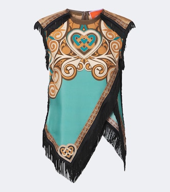 Top Scarf de seda estampado con flecos | La DoubleJ