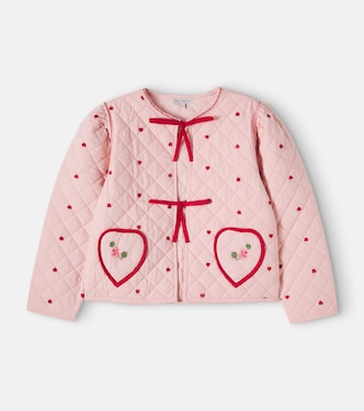 Rose embroidered quilted cotton jacket | Bebe Organic