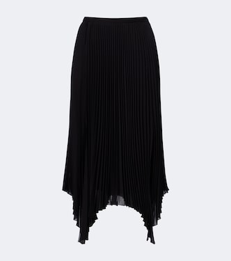Asymmetric plissé georgette midi skirt | Valentino