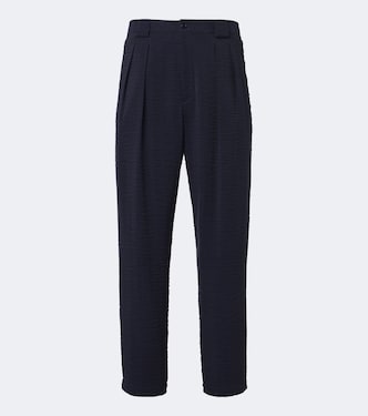 Pleated jacquard straight pants | Giorgio Armani