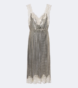 Lace-trimmed chainmail midi dress | Rabanne