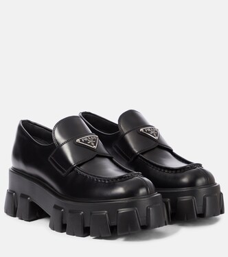 Monolith brushed leather loafers | Prada
