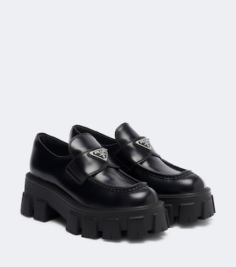 Monolith brushed leather loafers | Prada