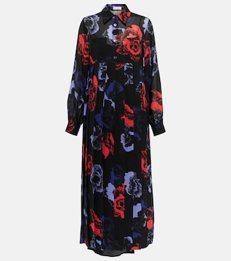 Robe midi en laine mélangée à fleurs | Ferragamo