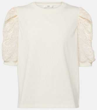 Frankie lace-trimmed cotton jersey top | Frame