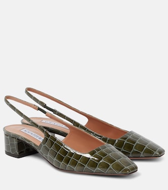 Ginza 35 croc-effect leather slingback pumps | Aquazzura