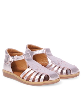 Metallic leather gladiator sandals | Pom d'Api