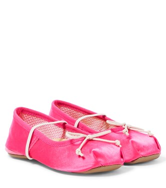 蝴蝶结细节缎布芭蕾舞平底鞋 | PèPè